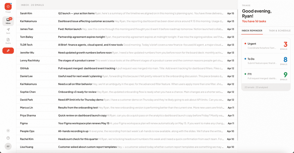 Triage inbox view
